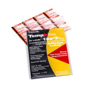 383-8750 Temperature Sensor Dishwasher Labels, Stick-On, 180 F