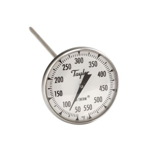 383-8220J 1 3/4" Dial Type Pocket Thermometer w/ 8" Stem, 50 to 550 Degrees F