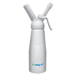 565-DCELEMH01 1/2  Liter Whipped Cream Dispenser w/ 3 Nozzles - Aluminum, Silver 