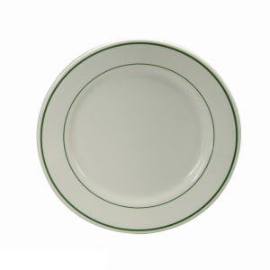 324-F1500001145 9 3/4" Round Niagara Plate - China, Cream White w/ Green Lines