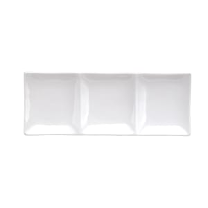324-F8010000895 3 Compartment Buffalo Serving Dish - 12" x 4 3/4", Porcelain, Bright White