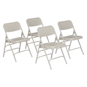 955-302 Folding Chair w/ Gray Steel Back & Seat - Steel Frame, Gray