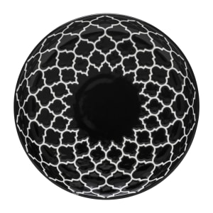 634-109970 6 1/2" Round Porcelain Plate - Black w/ White Embossed Pattern