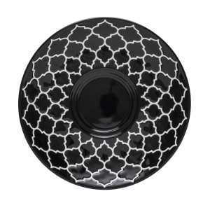 634-109972 5 3/4" Round Porcelain Saucer - Black w/ White Embossed Pattern