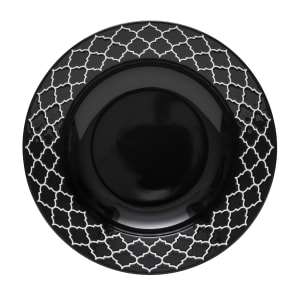 634-109977 10 oz Round Porcelain Soup Bowl - Black w/ White Embossed Pattern