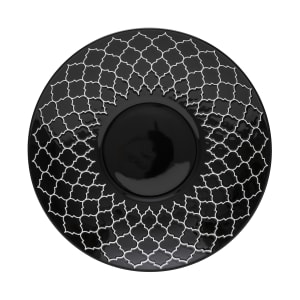 634-109980 12" Round Porcelain Plate - Black w/ White Embossed Pattern