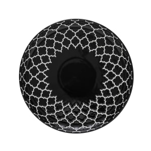 634-109984 8 1/4" Round Porcelain Plate - Black w/ White Embossed Pattern