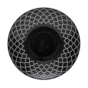 634-109979 8 7/8" Round Porcelain Plate - Black w/ White Embossed Pattern