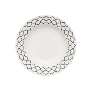 634-109994 10 oz Round Porcelain Soup Bowl - Black w/ White Embossed Pattern