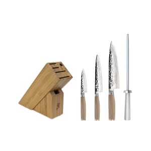 194-TDMS0540W 5 Piece Knife Set w/ Slimline Bamboo Block