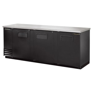 598-TBB4L 90 3/8" Bar Refrigerator - 3 Left Hinged Swinging Solid Doors, Black, 115v