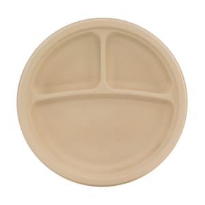 791-TPA903CB500IN 9" Round Disposable Plate w/ (3) Compartments - Molded Fiber, Natural