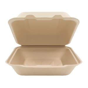 791-TCA8X8B200IN 8" Square Disposable To Go Food Container - Molded Fiber, Natural