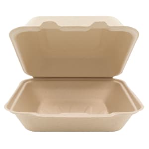 791-TCA9X9B200IN 9" Square Disposable To Go Food Container - Molded Fiber, Natural