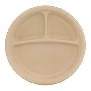 791-TPA103CB500IN 10 1/4" Round Disposable Plate w/ (3) Compartments - Molded Fiber, Natural