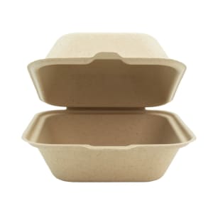 791-TCA6X6B400IN 6" Square Disposable To Go Food Container - Molded Fiber, Natural