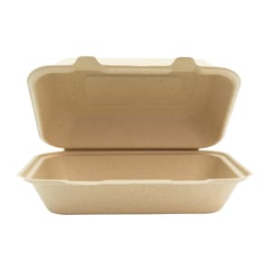 791-TCA9X6B200IN Rectangular Disposable To Go food Container - 9" x 6", Molded Fiber, Natural