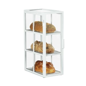 151-2203015 3 Tier Bread Display Case w/ Swing Door - 13 3/4"W x 7"W x 20 1/2"H, Acrylic/Steel, White