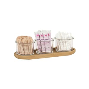 151-23430122 Oval 3 Compartment Condiment Jar Display - Clear/Brown