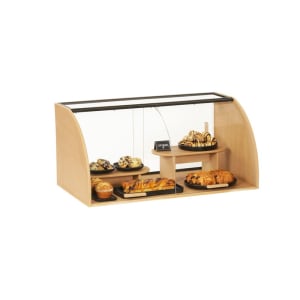 151-23438122 Pastry Display Case w/ Sliding Doors - 35 1/2"W x 19 1/2"D x 16 3/4"H, Acrylic/Upcycled Rice Hulls