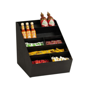 151-2406613 7 Compartment Lid, Straw & Condiment Organizer - ABS, Black
