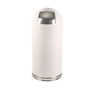 125-15DTWH 15 gal Indoor Decorative Trash Can - Metal, White