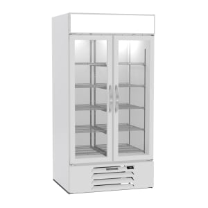 118-MMF35HC1W 39 1/2" Two Section Display Freezer w/ Swing Doors - Bottom Mount Compressor, White, 115v