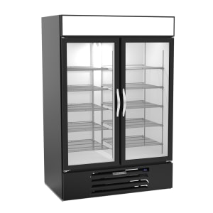 118-MMF49HC1B 52" Two Section Display Freezer w/ Swing Doors - Bottom Mount Compressor, Black, 115v