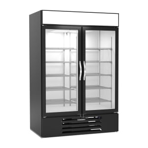 118-MMF49HC1BIQ 52" Two Section Display Freezer w/ Swing Doors - Bottom Mount Compressor, Black, 115v
