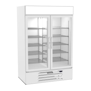 118-MMF49HC1W 52" Two Section Display Freezer w/ Swing Doors - Bottom Mount Compressor, White, 115v