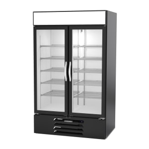 118-MMF44HC1BIQ 47" Two Section Display Freezer w/ Swing Doors - Bottom Mount Compressor, Black, 115v