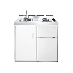 162-C39EL 39" Kitchenette w/ Sink, Cooktop, & Refrigerator/Freezer - White, 115v