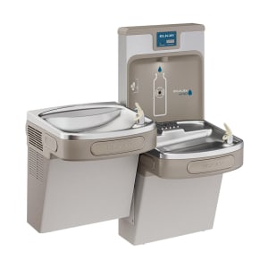 189-LZSTL8WSLK Wall Mount Bi Level Drinking Fountain w/ Bottle Filler - Filtered, Refrigerated, Light Gray