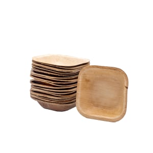 524-012210D 4" Square Deep Disposable Palm Leaf Plate