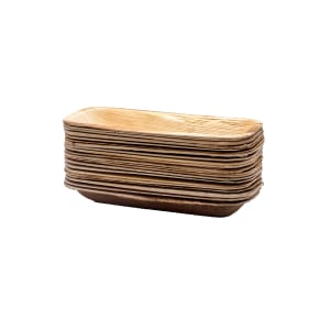 524-012218B Rectangular Disposable Palm Leaf Tray - 4" x 10"