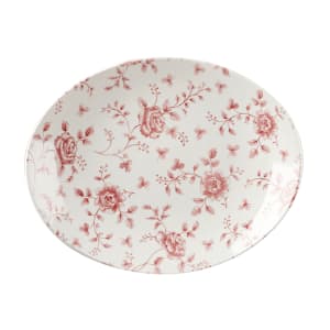 893-RCCOP121 Oval Vintage Prints Plate - 12 1/2" x 10", Ceramic, Cranberry Rose Chintz