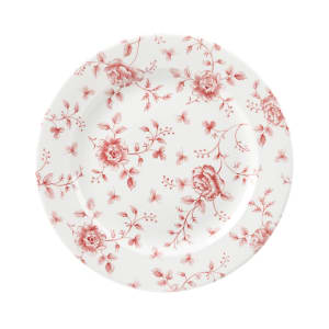 893-RCCVP581 10 7/8" Round Vintage Prints Profile Plate - Ceramic, Cranberry Rose Chintz