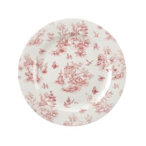 893-TOCVP111 12" Round Vintage Prints Profile Plate - Ceramic, Toile Cranberry
