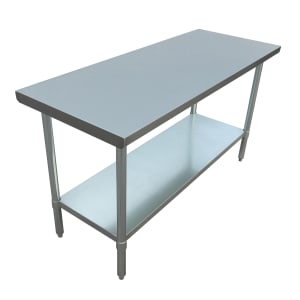122-WT3060E 60" 16 ga Work Table w/ Undershelf & 430 Series Stainless Flat Top