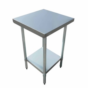 122-WT2424E 24" 16 ga Work Table w/ Undershelf & 430 Series Stainless Flat Top