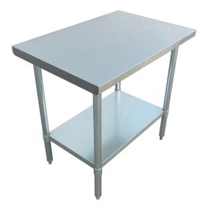122-WT3048E 48" 16 ga Work Table w/ Undershelf & 430 Series Stainless Flat Top
