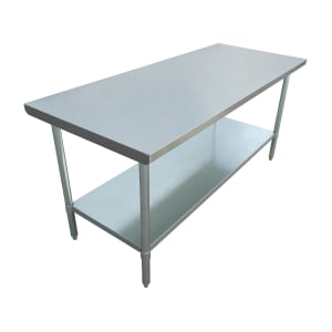122-WT3072E 72" 16 ga Work Table w/ Undershelf & 430 Series Stainless Flat Top