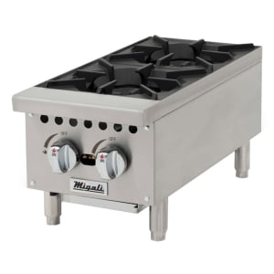 338-CHP212 12" Gas Hotplate w/ (2) Burners & Manual Controls, Convertible