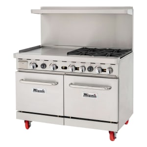 338-CRO424GLNG 48" 4 Burner Gas Range w/ Griddle & (2) Space Saver Ovens, Natural Gas