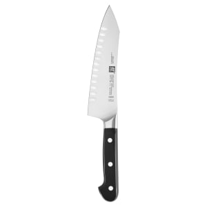 901-38418183 7" Rocking Santoku Knife w/ Black Plastic Handle, High Carbon Stainless Steel