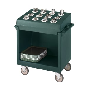 144-TDC2029192 38 1/8" Mobile Dish Caddy w/ (1) Shelf - Plastic, Granite Green