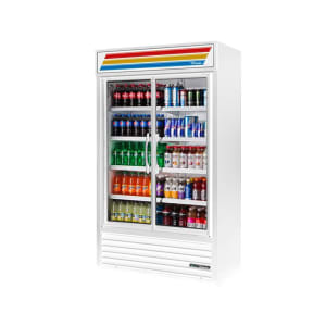 598-TVM48HCVM01W 47 1/4" TVM Series Two Section Glass Door Merchandiser - (2) Left/Right Hinge Doors, White, 115v