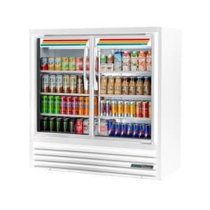 598-TVM48SL48HCVM01W 46 7/8" TVM Series Two Section Glass Door Merchandiser - (2) Left/Right Hinge Doors, White, 115v