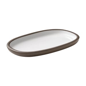 887-701201991000436 7 1/2" x 4 3/8" Oval Playground Platter - Porcelain, Taupe