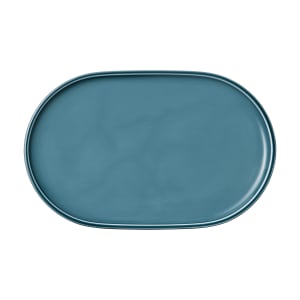 887-9252230E 11 3/4" x 7 5/8" Oval Companion Platter - Porcelain, Petrol Blue
